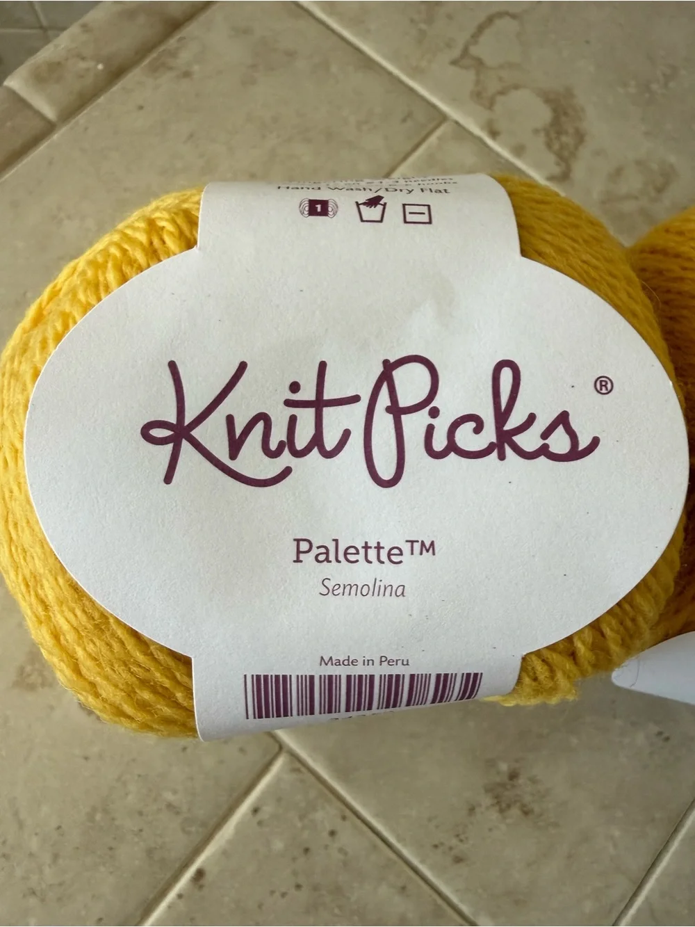 Knit Picks Palette Fingering Weight Yarn - Yellow - Semolina - 2 Balls